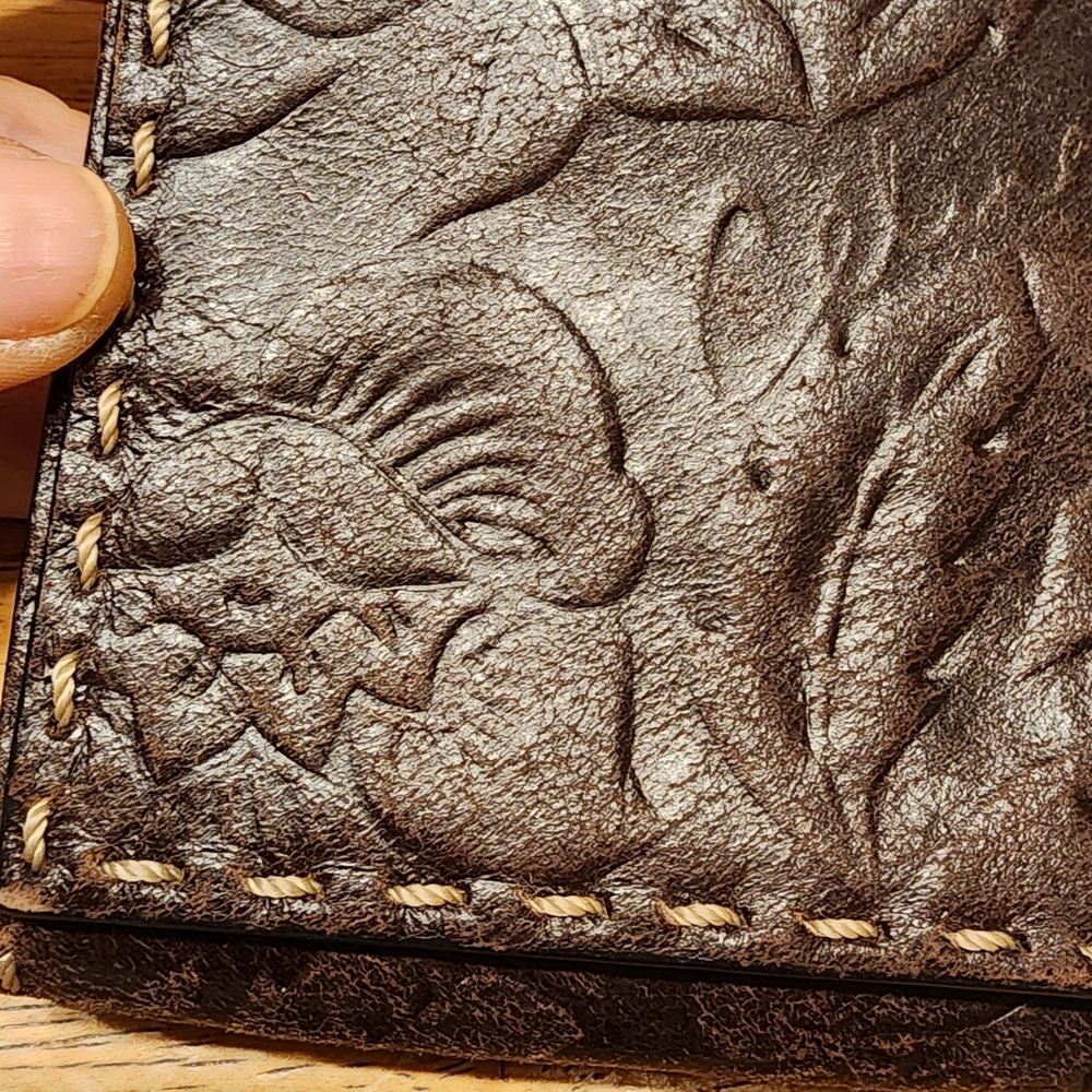 Vintage Celine Brown Floral Embossed Leather Wallet - Picture 3 of 16